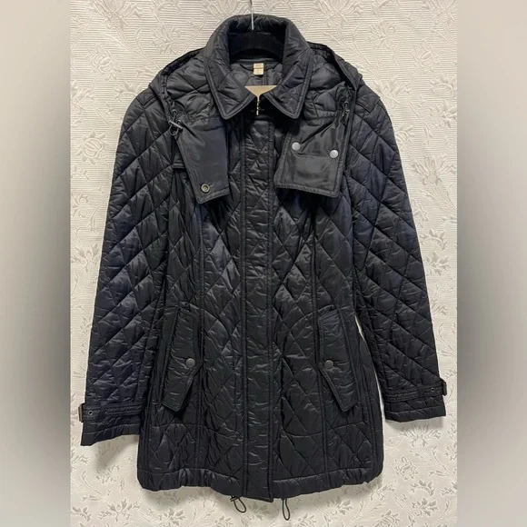 Burberry Brit Black Quilted Coat Small Petite - Picture 4 of 10